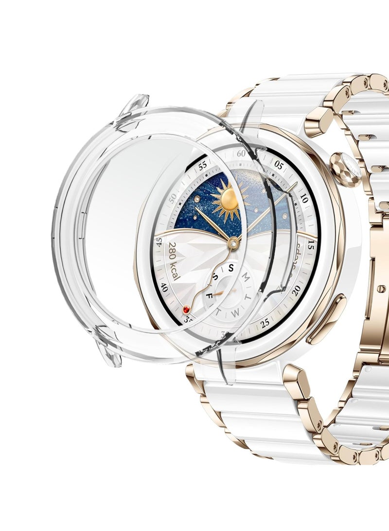 متوافق مع هواوي ووتش GT5 برو 42 مم 9H صلابة 360 درجة حماية كاملة مع المدمج في حالة الزجاج يكشط حماية شاشة الكمبيوتر حالة الغطاء ( شفافة ) - Image 4