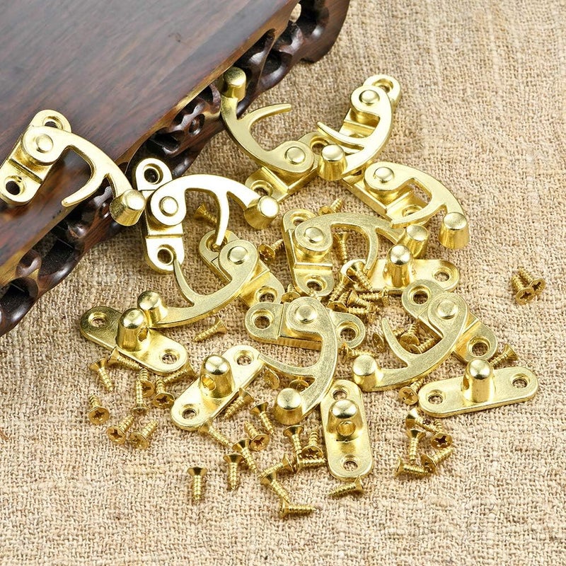 RED APPEL 20 Pieces Thickened Solid Antique Right Latch Hook Hasp Horn Lock Wood Jewelry Box Latch Hook Clasp and 80 Replacement Screws - Image 2