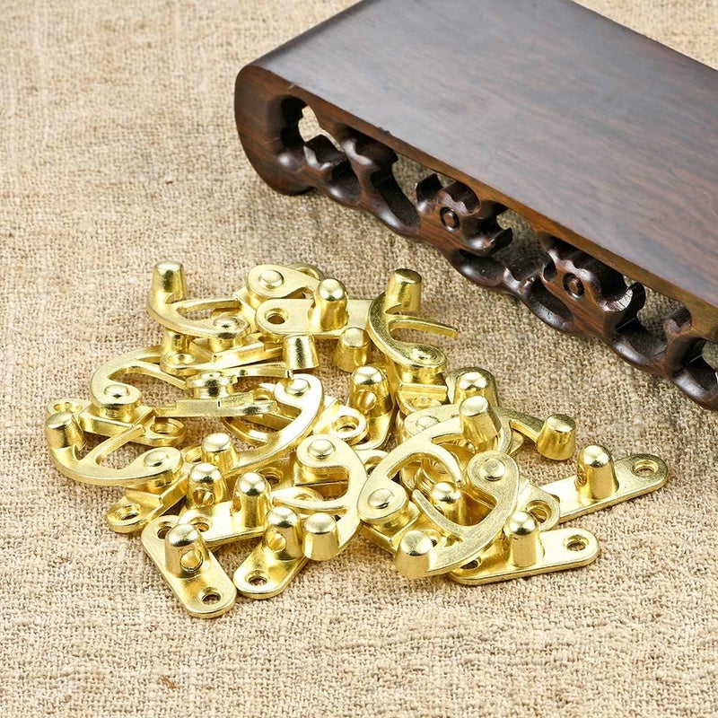 RED APPEL 20 Pieces Thickened Solid Antique Right Latch Hook Hasp Horn Lock Wood Jewelry Box Latch Hook Clasp and 80 Replacement Screws - Image 3