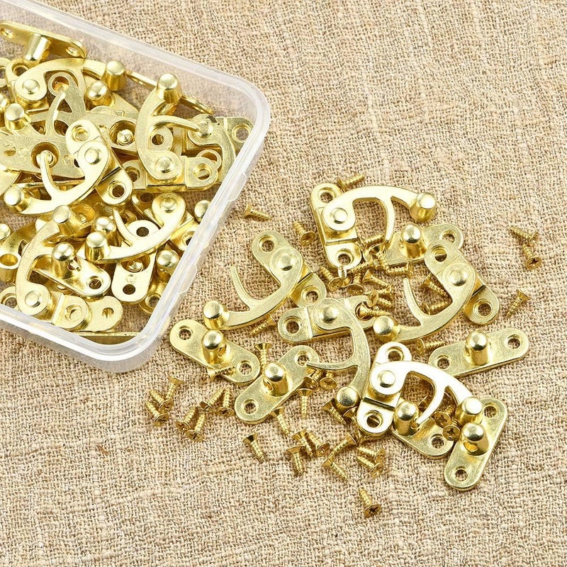 RED APPEL 20 Pieces Thickened Solid Antique Right Latch Hook Hasp Horn Lock Wood Jewelry Box Latch Hook Clasp and 80 Replacement Screws - Image 4