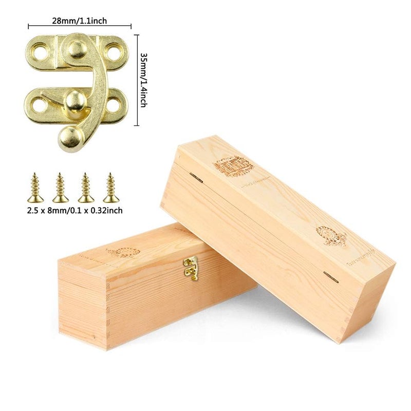 RED APPEL 20 Pieces Thickened Solid Antique Right Latch Hook Hasp Horn Lock Wood Jewelry Box Latch Hook Clasp and 80 Replacement Screws - Image 5