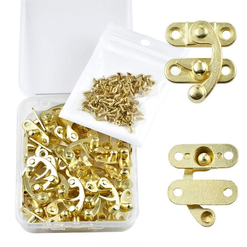 RED APPEL 20 Pieces Thickened Solid Antique Right Latch Hook Hasp Horn Lock Wood Jewelry Box Latch Hook Clasp and 80 Replacement Screws - Image 1