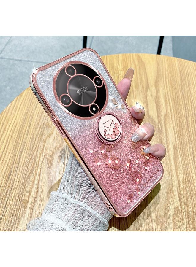 زبون جراب هاتف شامل لهاتف Honor X9b بحلقة زهرة خالدة لامعة متدرجة اللون - Image 1