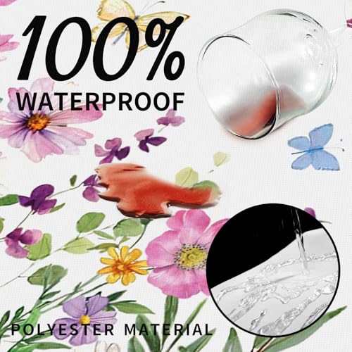 DISENB Spring Tablecloth 60 x 84 Inch, Wildflowers Floral Butterfly Table Cloth, Stain and Wrinkle Resistant Washable Rectangle Table Cover for Indoor Outdoor Holiday Party Picnic Dinner Decor - Image 5