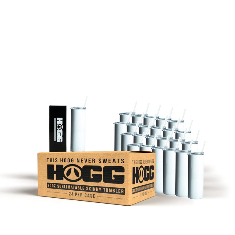 Hogg Hogg 20 oz Sublimation Tumblers 24 Units Sublimation Blanks Bulk Tumblers with Lids and Straws 20oz Skinny Blank Cups 