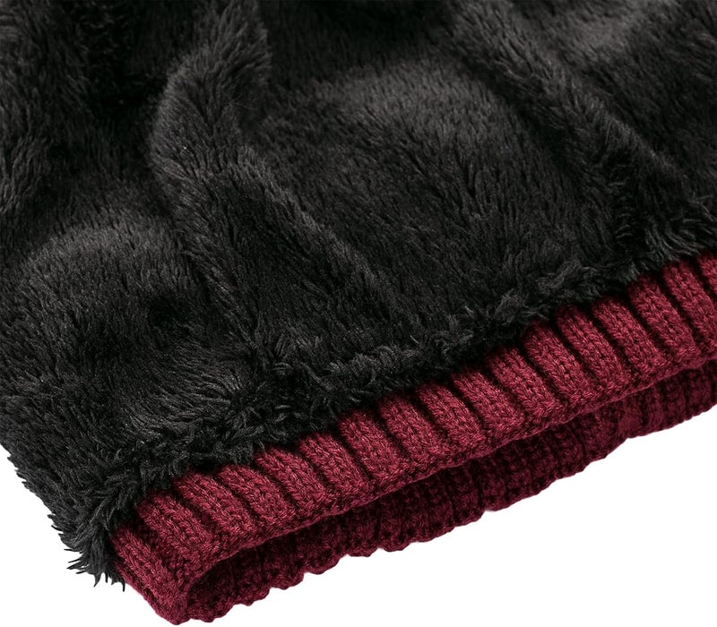Vgogfly Lined Men Beanie Slouchy Knit Skull Cap Warm Stocking Hats Guys Women Striped Winter Beanie Hat - Image 4