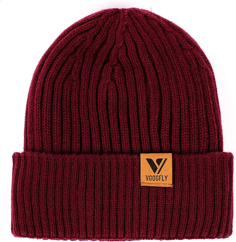 Vgogfly Lined Men Beanie Slouchy Knit Skull Cap Warm Stocking Hats Guys Women Striped Winter Beanie Hat - Image 1