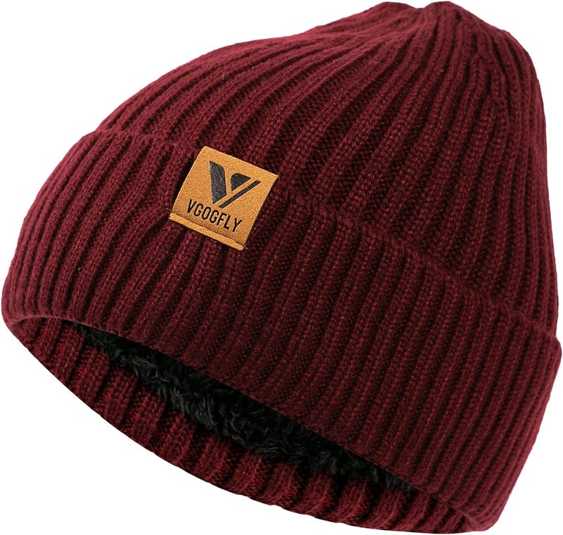 Vgogfly Lined Men Beanie Slouchy Knit Skull Cap Warm Stocking Hats Guys Women Striped Winter Beanie Hat - Image 2