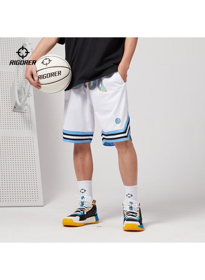 Rigorer Summer Breathable Loose Comfortable Versatile Sports Basketball Shorts Z12121 Pure White M - Image 1