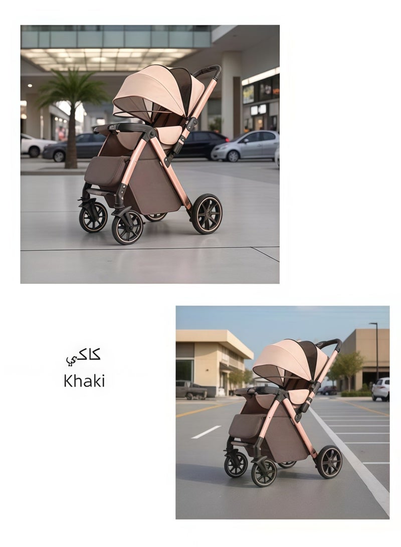 MIXDE Baby Stroller for Newborn  Toddler – High View, Two-Way, One-Hand Fold, Shock Absorbing Big Wheels, Adjustable Canopy  Storage Basket - Image 2