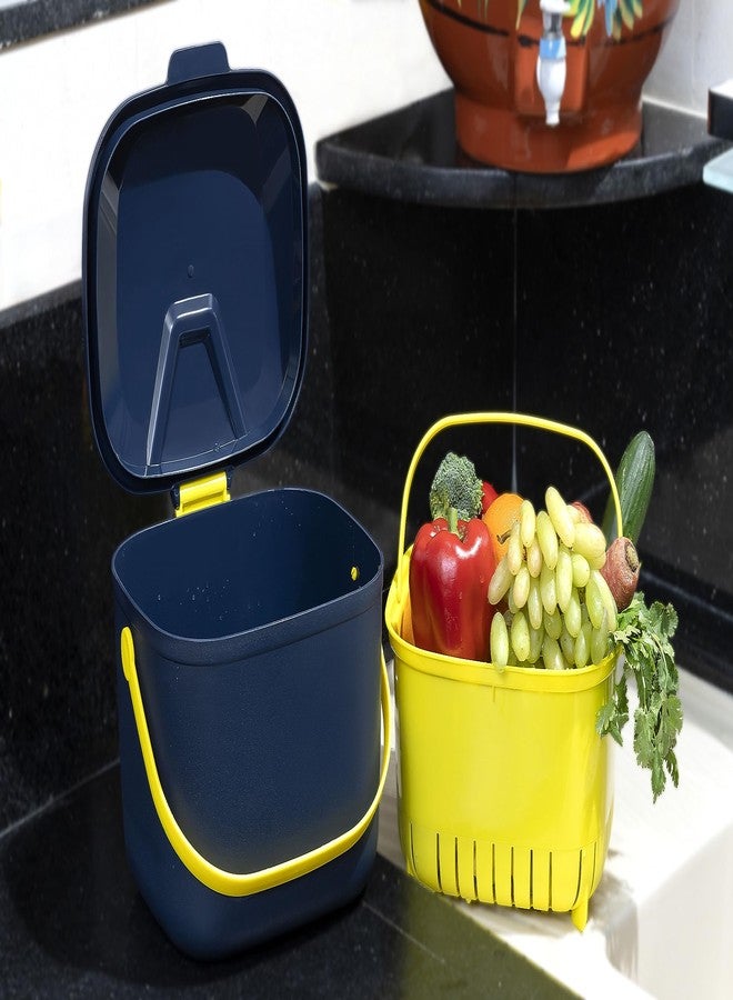 XML Basket For Fruits Vegetable Shopping Picnic Multipurpose Square Storage Bin With Lid And Handle Plastic - Image 4