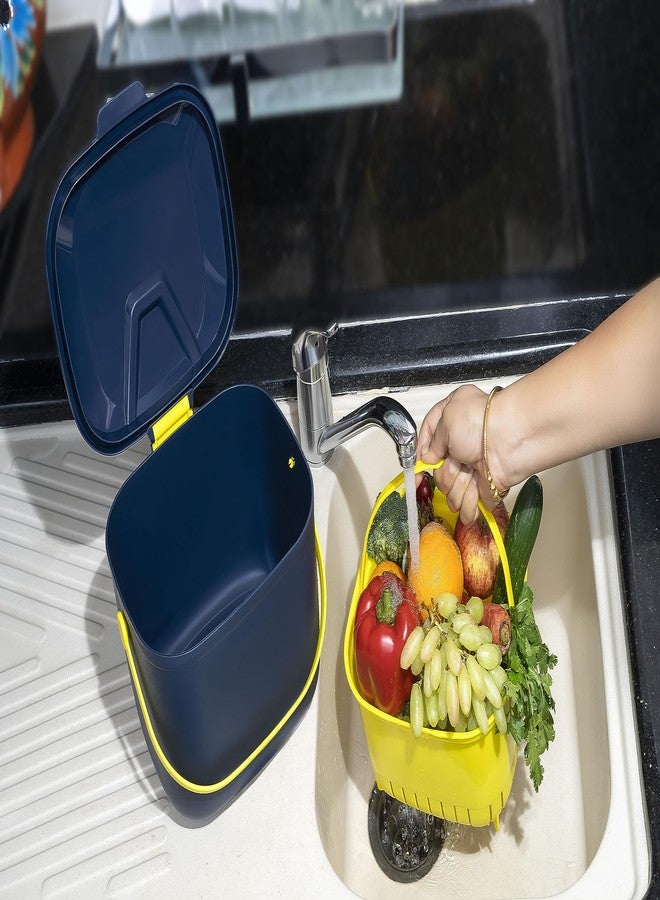 XML Basket For Fruits Vegetable Shopping Picnic Multipurpose Square Storage Bin With Lid And Handle Plastic - Image 5