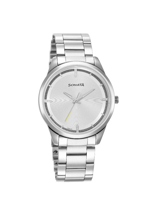 Sonata Force Quartz Analog Silver Dial Stainless Steel Strap Watch for Men - Image 1