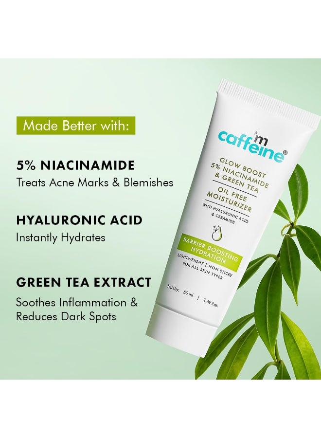 إم كافيين مرطب إم كافيين جلو بوست ٥٪ نياسيناميد وخالٍ من زيت الشاي الأخضر | يُفتح البشرة ويُوحد لونها | ترطيب يدوم ٧٢ ساعة | يُقلل من علامات حب الشباب والبقع | مرطب خفيف الوزن لجميع أنواع البشرة - ٥٠ مل - Image 3