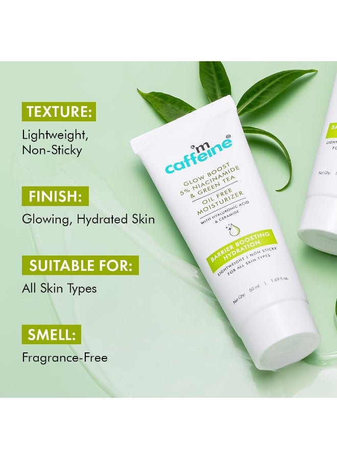 إم كافيين مرطب إم كافيين جلو بوست ٥٪ نياسيناميد وخالٍ من زيت الشاي الأخضر | يُفتح البشرة ويُوحد لونها | ترطيب يدوم ٧٢ ساعة | يُقلل من علامات حب الشباب والبقع | مرطب خفيف الوزن لجميع أنواع البشرة - ٥٠ مل - Image 5