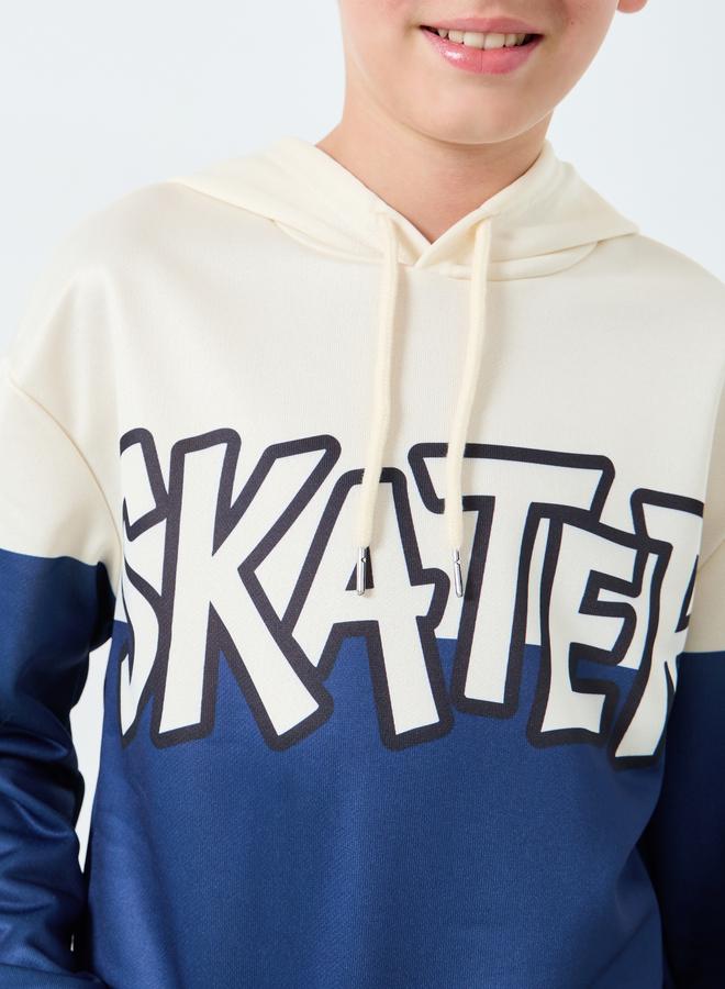 Styli Boys Blue Color Block Hoodie And Joggers Set - Image 3