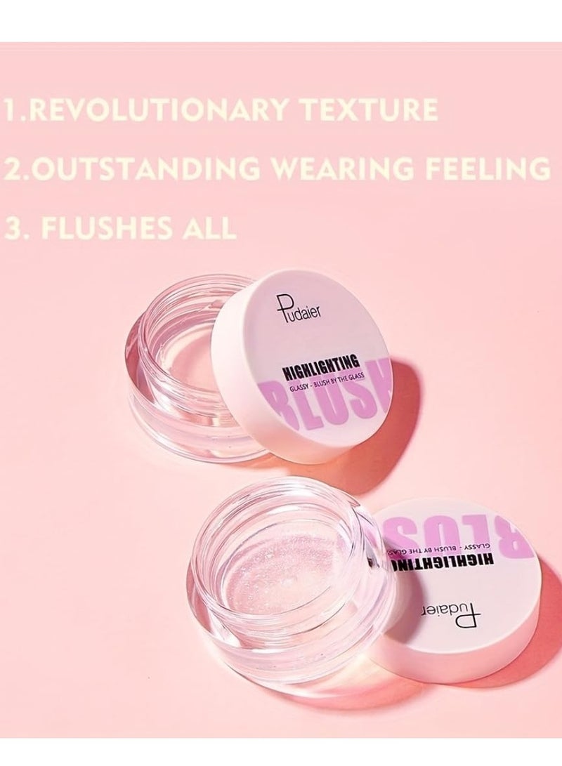 pudaier Clear Highlighting Blush for Cheek Moisturizing Blush and Lips Balm Color Changing Blush Multi use Cream Liquid Waterproof Gel for Cheeks and Lips Glossy Shiny Finish Makeup Blush 01 - Image 5