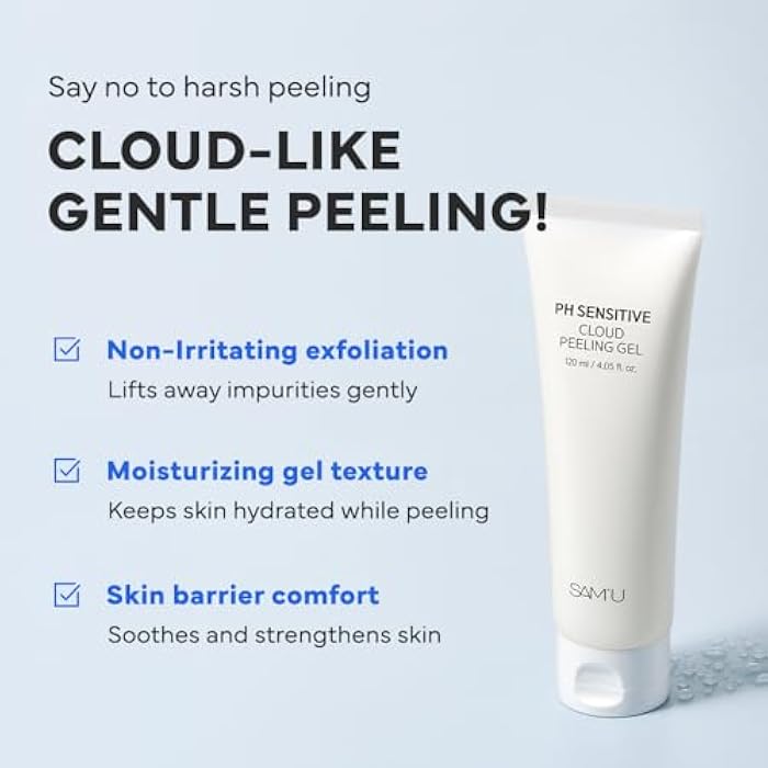 SAM'U SAM’U PH Sensitive Cloud Peeling Gel – Gentle Exfoliating Gel for Face with Pineapple Enzymes & Hyaluronic Acid – Hydrating Facial Peel & Face Scrub for Sensitive Skin, 120ml, 3.38 fl.oz - Image 2