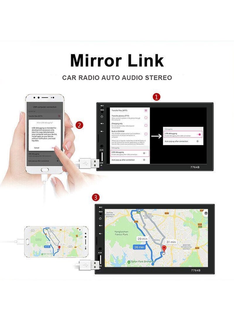 Generic - Car LCD Player 7" Touch Screen Display, Full HD Video Audio Player with Android/iOS Mirror Link, FM, USB, SD, and Remote Control - Image 1