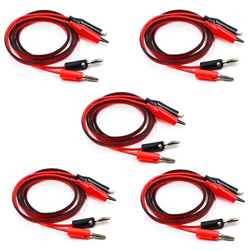 bnafes Power Supply Double Alligator Clip to Banana Connector Audio Video Test Cable 1M Length 5 Pairs - Image 1