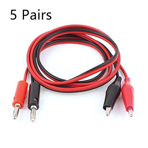 bnafes Power Supply Double Alligator Clip to Banana Connector Audio Video Test Cable 1M Length 5 Pairs - Image 2