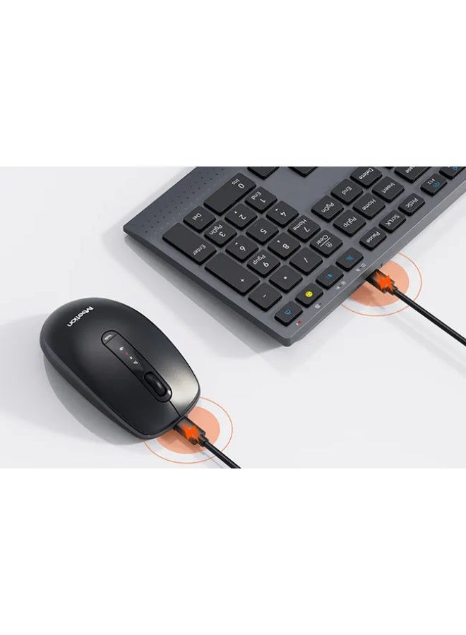 MEETION Wireless Keyboard and Mouse Combo C2000 2.4 GHz Wireless/Bluetooth 3800 DPI Optical Mouse Multi-Device Full Size Slim Rechargeable Keyboard For Windows/Mac, Laptop Computer Desktop iPad Phone - Image 4
