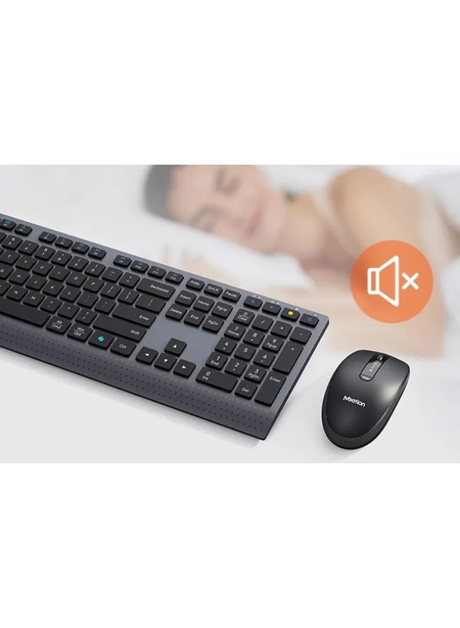 MEETION Wireless Keyboard and Mouse Combo C2000 2.4 GHz Wireless/Bluetooth 3800 DPI Optical Mouse Multi-Device Full Size Slim Rechargeable Keyboard For Windows/Mac, Laptop Computer Desktop iPad Phone - Image 3