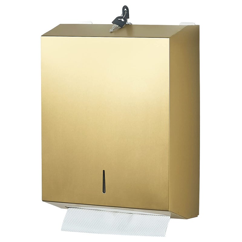 Paper Towel Dispenser Wall Mount Commercial cfoldMultifoldTrifold Touchless Hand Towel Dispenser with LockGold