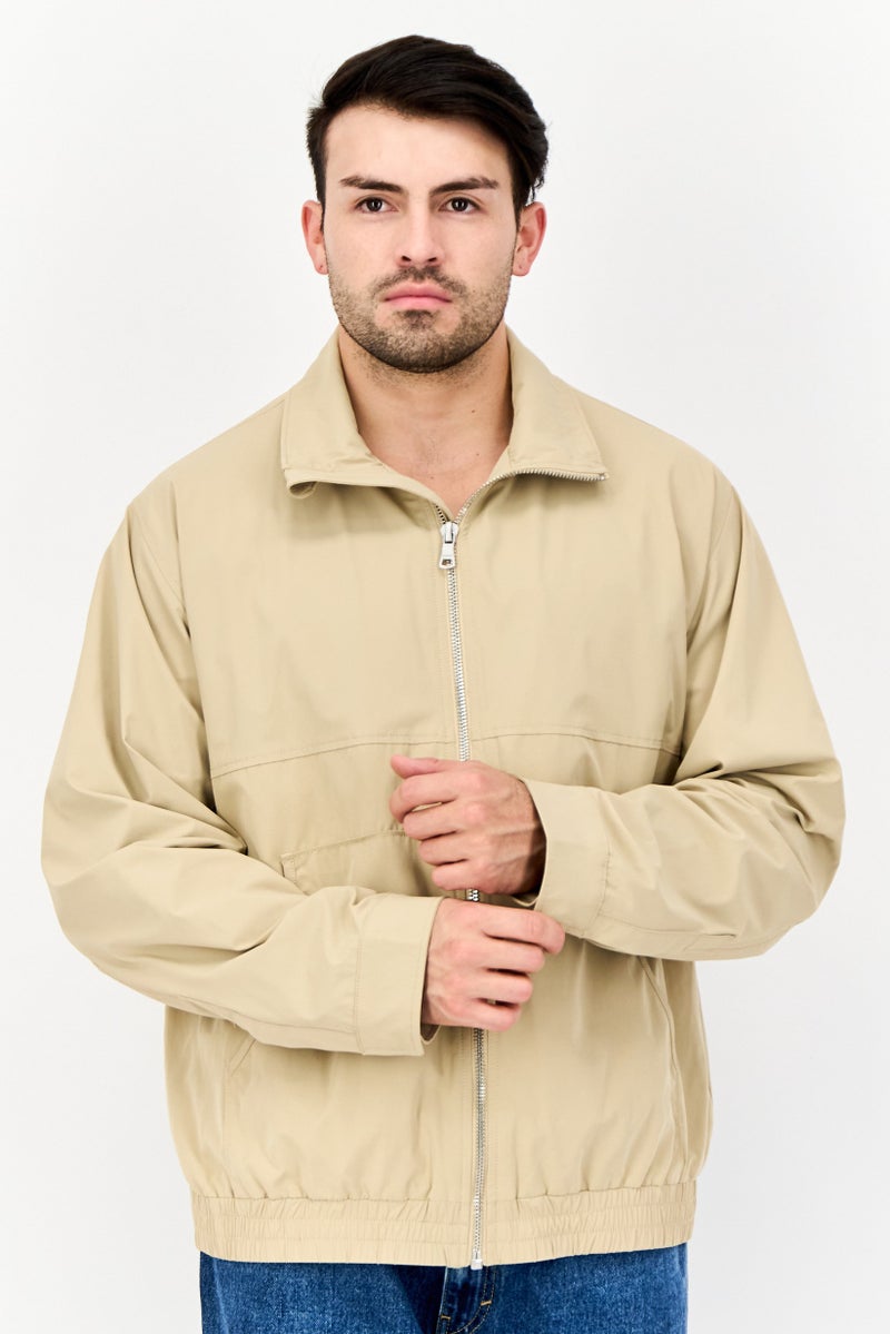 ESPRIT Men Solid Windbreaker Jacket, Beige  - Image 1