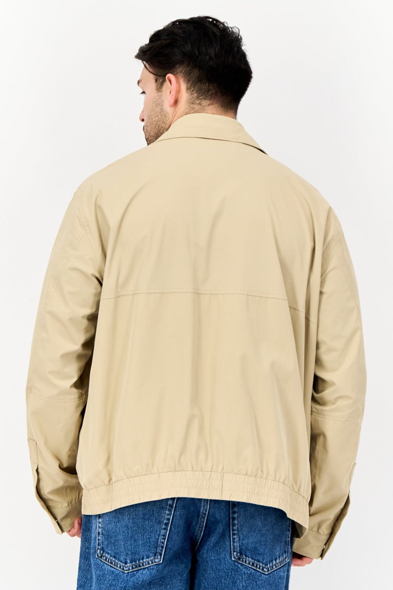 ESPRIT Men Solid Windbreaker Jacket, Beige  - Image 4