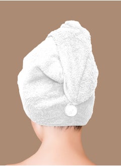 Siesta Zen Premium Quality 100% Pure Combed Cotton Soft Hair Towels, Easy Button use to hold for Women & Kids with Wet, Curly, Long, or Thick Hair, Anti frizz, Quick Dry Towel Turban, Super Ultra-Absorbent  - Image 2