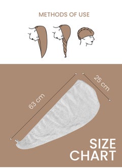 Siesta Zen Premium Quality 100% Pure Combed Cotton Soft Hair Towels, Easy Button use to hold for Women & Kids with Wet, Curly, Long, or Thick Hair, Anti frizz, Quick Dry Towel Turban, Super Ultra-Absorbent  - Image 4