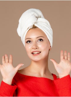 Siesta Zen Premium Quality 100% Pure Combed Cotton Soft Hair Towels, Easy Button use to hold for Women & Kids with Wet, Curly, Long, or Thick Hair, Anti frizz, Quick Dry Towel Turban, Super Ultra-Absorbent  - Image 1