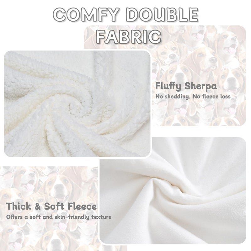 BlessLiving Fuzzy Dog Blanket for Kids Adults Cute Puppy Fleece Blanket Reversible Animal Pattern Sherpa Throw (Beagles Twin  60 x 80 Inches) - Image 3