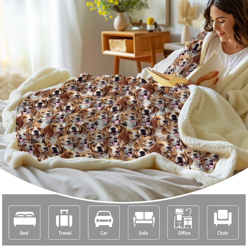BlessLiving Fuzzy Dog Blanket for Kids Adults Cute Puppy Fleece Blanket Reversible Animal Pattern Sherpa Throw (Beagles Twin  60 x 80 Inches) - Image 4