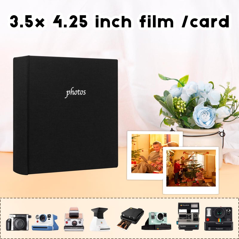 Ruibytree 120 Pockets Photos Album with Memo Areas for Fujifilm Instax Wide Camera Linen Cover Photo Book for Polaroid Now+/Now/I Type/OneStep+/600 Instant Film Camera  POP/Lab Instant Print Camera (Black) - Image 3