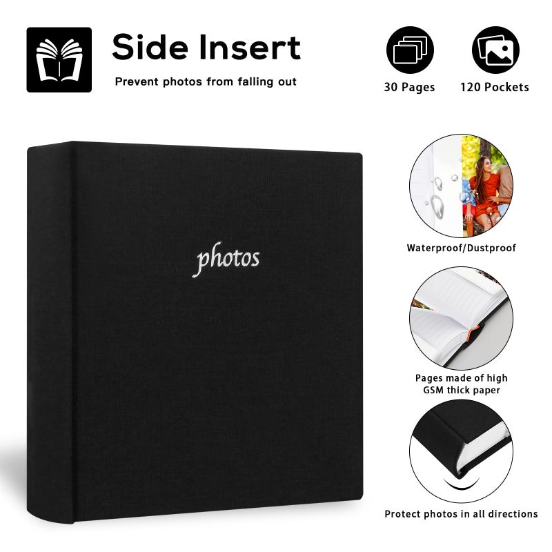 Ruibytree 120 Pockets Photos Album with Memo Areas for Fujifilm Instax Wide Camera Linen Cover Photo Book for Polaroid Now+/Now/I Type/OneStep+/600 Instant Film Camera  POP/Lab Instant Print Camera (Black) - Image 4