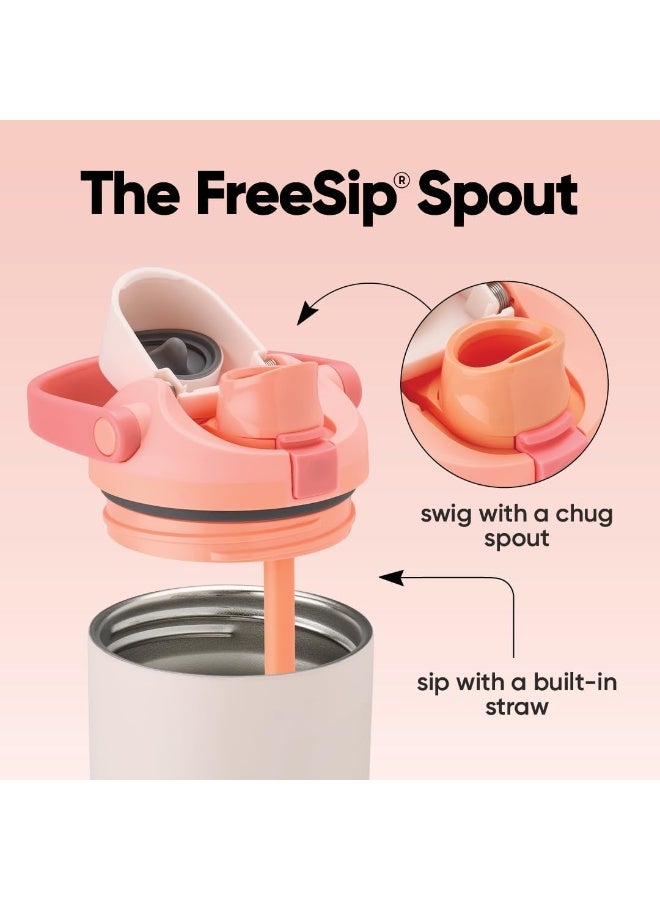 زجاجة مياه فري سيب سواي المعزولة من الفولاذ المقاوم للصدأ، سعة ٣٠ أونصة، مزودة بفوهة ثنائية الاتجاه، وماصة مدمجة ومقبض على شكل دلو، مصممة للسفر والمدرسة والرياضة، خالية من مادة BPA، ومضادة للتسرب. - view 2