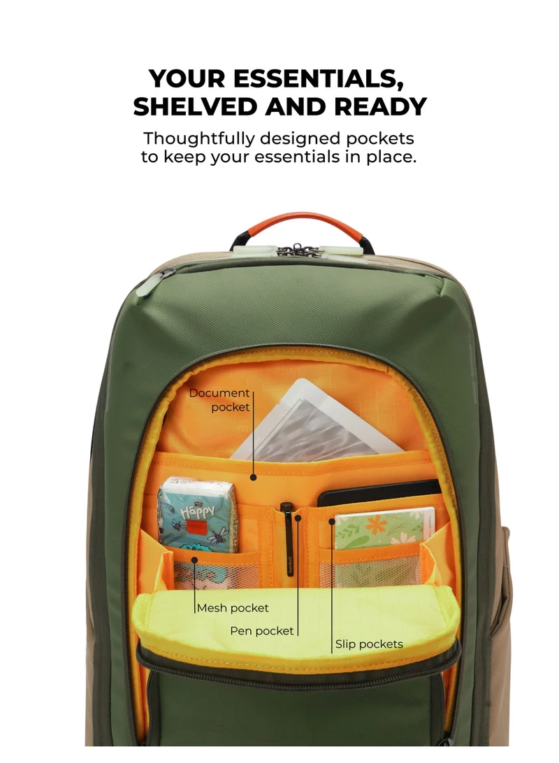 موكوبارا للتجارة ذ.م.م The Long Range Backpack - Expandable Water-Resistant Nylon | Rainforest, Green