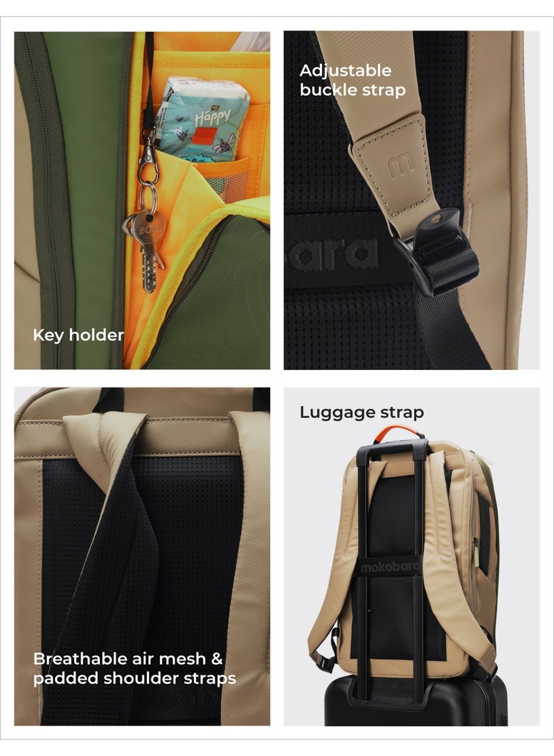 Mokobara The Long Range Backpack - Expandable Water-Resistant Nylon | Rainforest, Green - Image 5