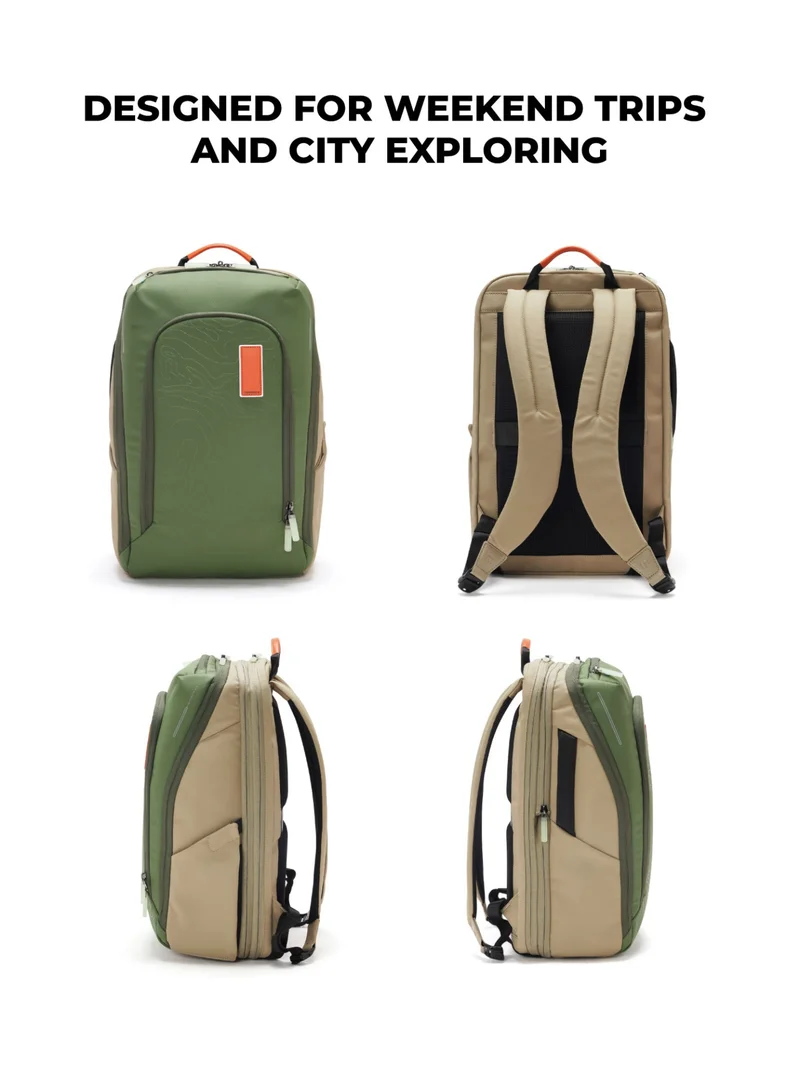 موكوبارا للتجارة ذ.م.م The Long Range Backpack - Expandable Water-Resistant Nylon | Rainforest, Green