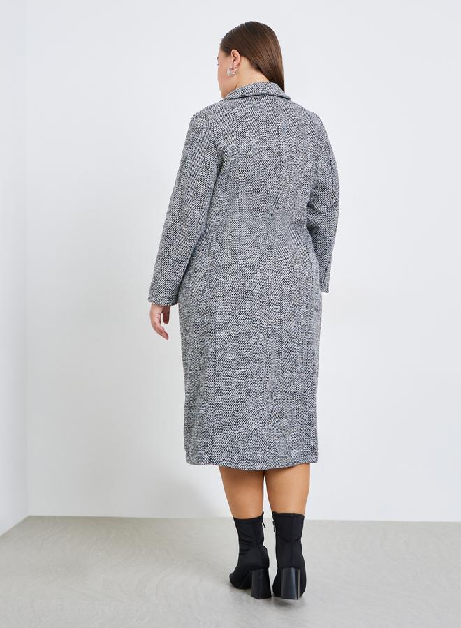 Styli Plus Size Tweed Look Midi Blazer Dress - Image 5