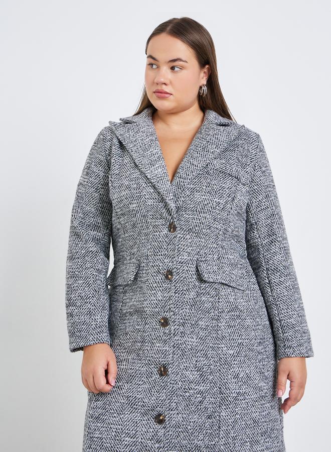 Styli Plus Size Tweed Look Midi Blazer Dress - Image 2