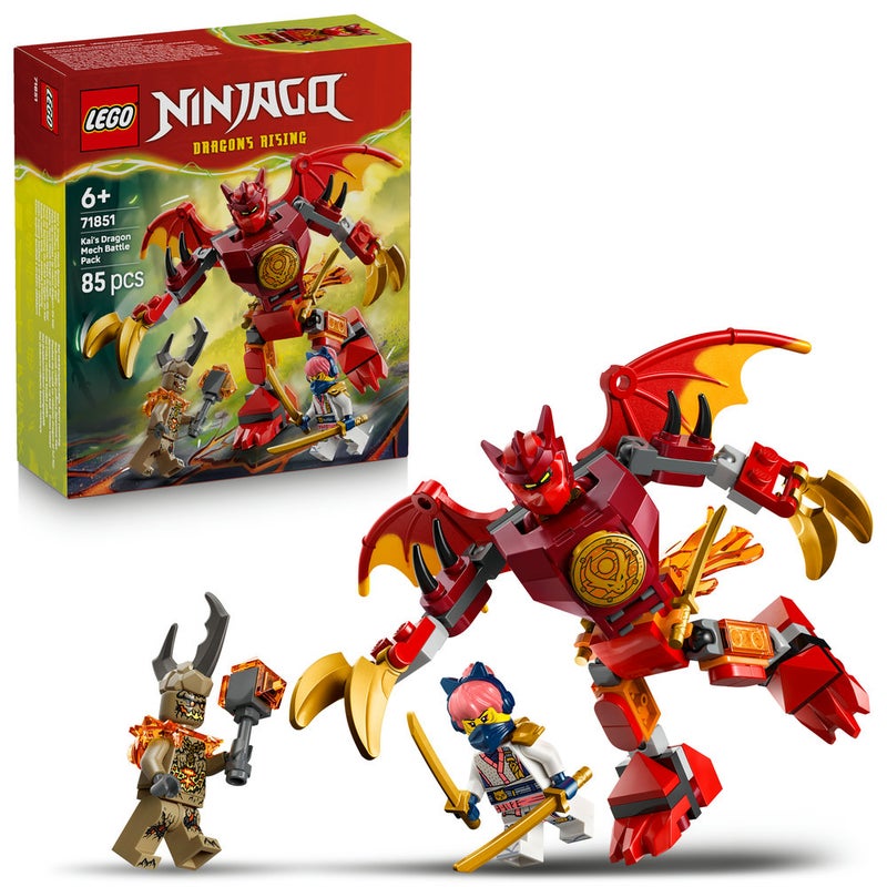 ليغو حزمة معركة آلي التنين الخاص بكاي من ليغو® NINJAGO®‎ - لعبة آلي - مجموعة لعب مع 3 شخصيات صغيرة - 71851 - Image 1