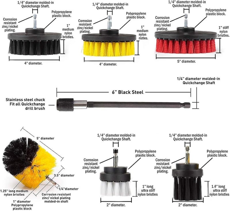 PlorFox 22pcs Electric Drill Brush Scrub Pads Kit, Scrub Pads & Sponge, Power Scrubber Brush with Extend Long Attachment All Purpose Cleaning Kit for Grout Tiles Sinks Bathroom Bathtub, Kitchen & Auto - Image 4