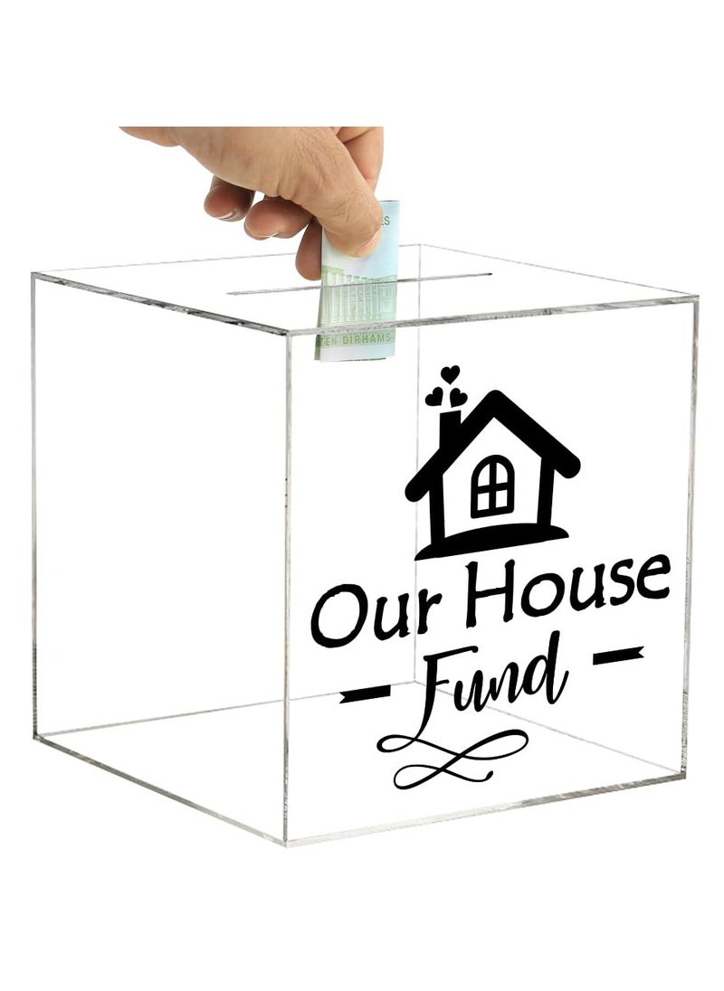 VITION Piggy Bank for Adults Kids, Acrylic Piggy Bank for Boys Girls to Saving Money Cash Coin, Must Break to Open (Our House Fund, 18 x 18 cm)  - Image 1
