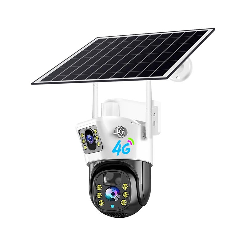APPSTER 4G SimWiFi Dual Lens Security CCTV Camera with Solar Panel IP66 Waterproof 2 Way Talk Motion Detect Night Vision Supports SD Card Pan Tilt Zoom 360 Rotate for Outdoor Surveillance - Image 1