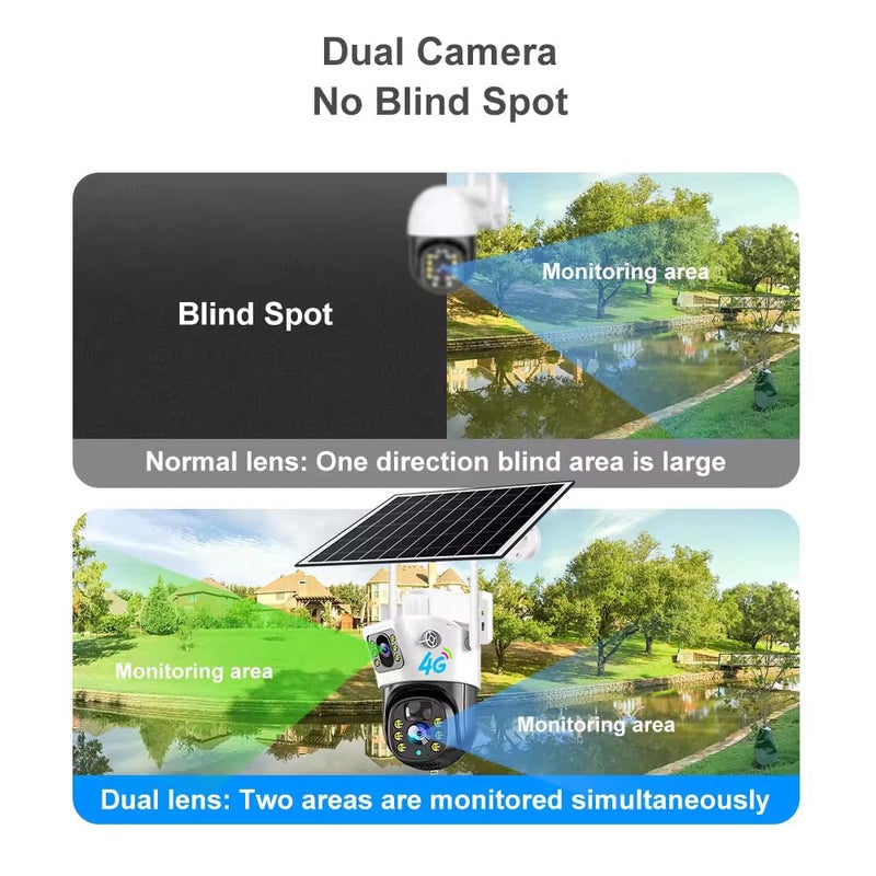 APPSTER 4G SimWiFi Dual Lens Security CCTV Camera with Solar Panel IP66 Waterproof 2 Way Talk Motion Detect Night Vision Supports SD Card Pan Tilt Zoom 360 Rotate for Outdoor Surveillance - Image 2