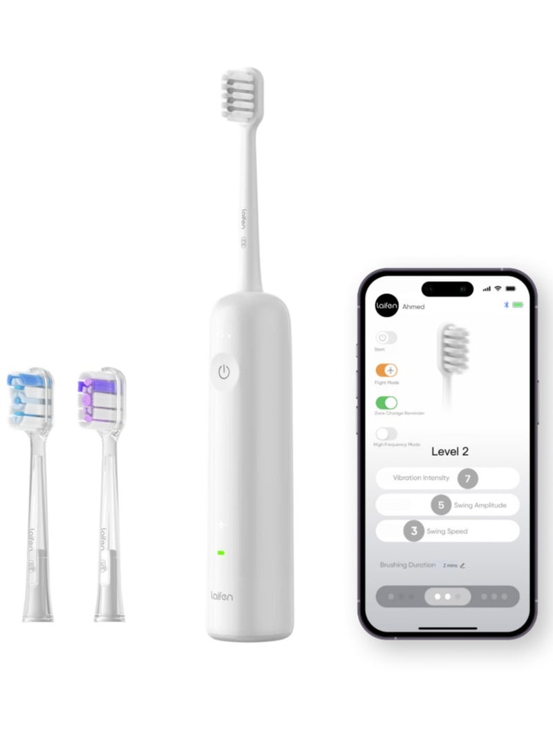 لايفن فرشاة أسنان كهربائية سونيك من لايفن ويف للبالغين - الأكثر مبيعًا عالميًا، العلامة التجارية الأولى للعناية بالفم عالميًا - فرشاة أسنان ذكية مع تحكم بالتطبيق، تنظيف بالاهتزاز والتذبذب، 3 رؤوس فرشاة، مقاومة للماء IPX7، شحن مغناطيسي للسفر  و الاستخدام اليومي، ABS أبيض - Image 1