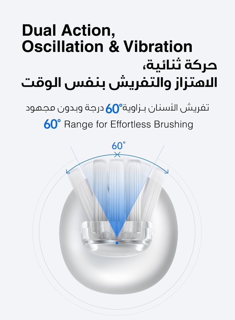 لايفن فرشاة أسنان كهربائية سونيك من لايفن ويف للبالغين - الأكثر مبيعًا عالميًا، العلامة التجارية الأولى للعناية بالفم عالميًا - فرشاة أسنان ذكية مع تحكم بالتطبيق، تنظيف بالاهتزاز والتذبذب، 3 رؤوس فرشاة، مقاومة للماء IPX7، شحن مغناطيسي للسفر  و الاستخدام اليومي، ABS أبيض - Image 5